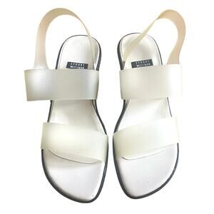 Stuart Weitzman Jelly Strap Sandals White Clear Platform Slides Sz 5B Minimalist